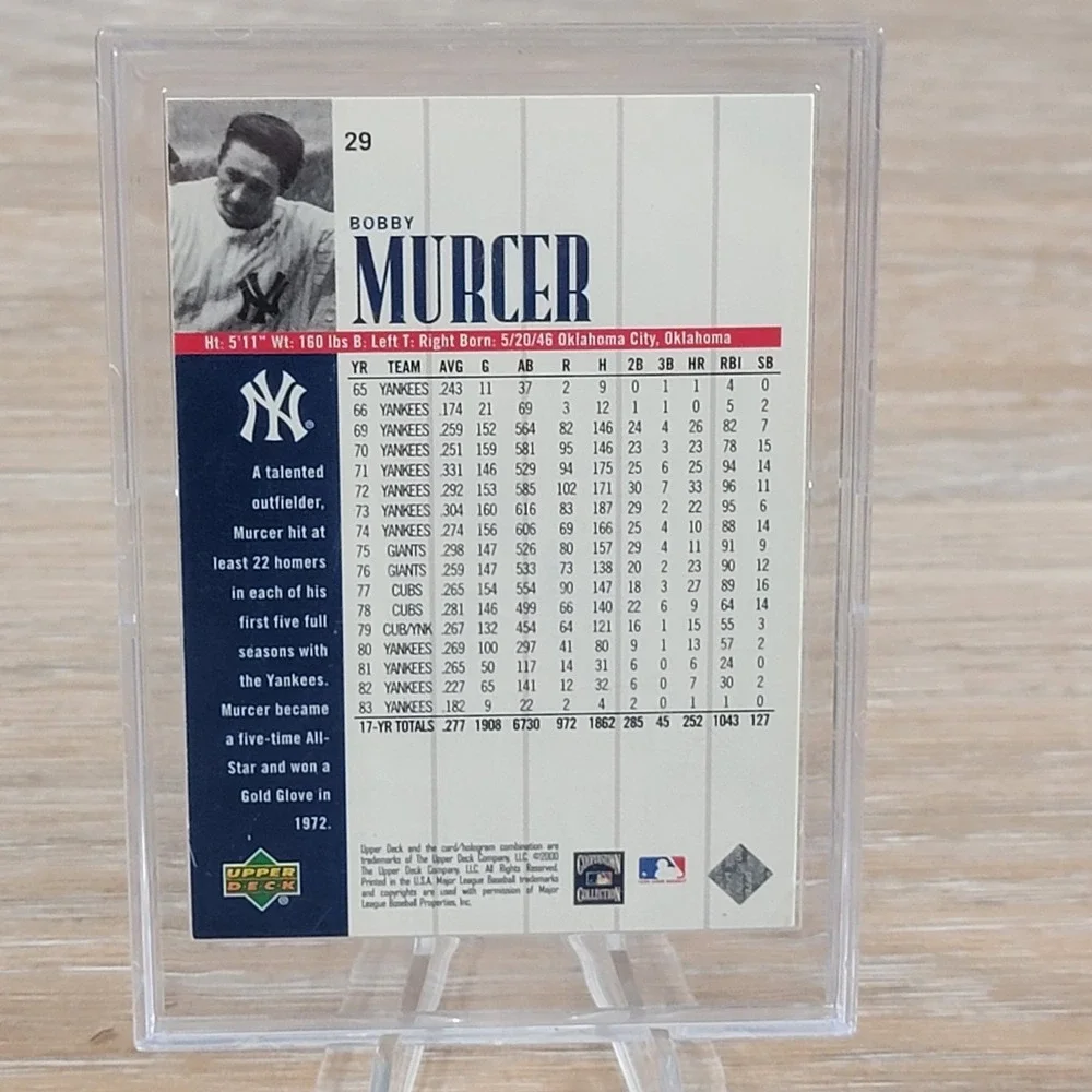 2000 Upper Deck Yankees Legends Bobby Murcer Signed Auto Card 29 New York